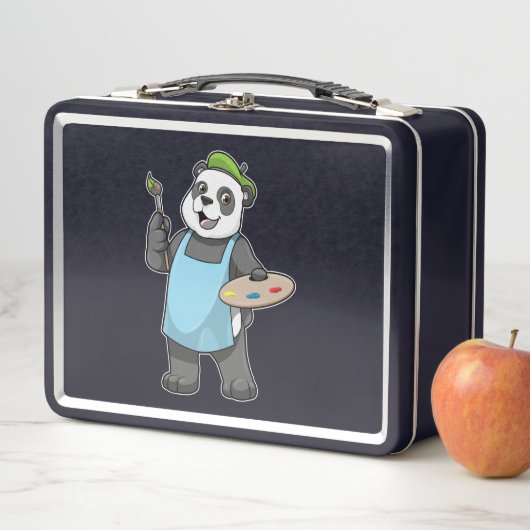 Panda als schilder met penseel en kleur (In situ)