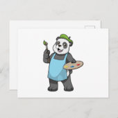 Panda als schilder met penseel en kleur briefkaart (Voorkant / Achterkant)