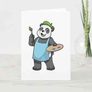 Panda als schilder met penseel en kleur kaart