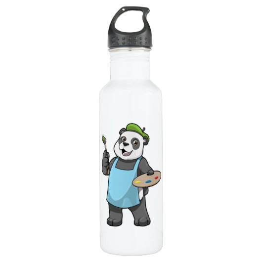 Panda als schilder met penseel en kleur waterfles  (Voorkant)