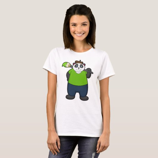 Panda als schilder met penseel t-shirt (Voorkant volledig)