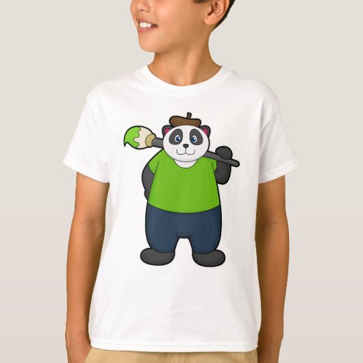 Panda als schilder met penseel t-shirt (Voorkant)