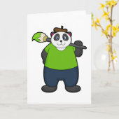 Panda als Schilder met Verfkwast Kaart (Gele Bloem)