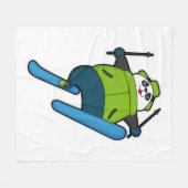 Panda als skijumper met skiën fleece deken (Voorkant (Horizontaal))