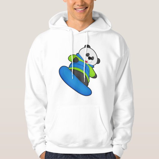 Panda als Snowboarder met Snowboard Hoodie (Voorkant)