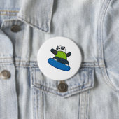Panda als Snowboarder met Snowboard Ronde Button 7,6 Cm (In situ)