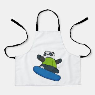 Panda als Snowboarder met Snowboard Schort