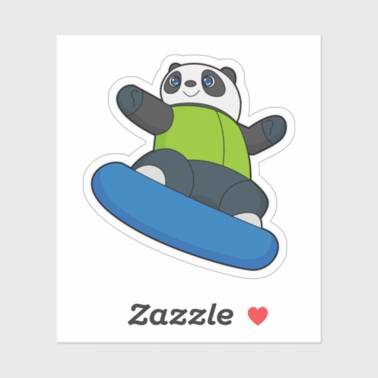 Panda als Snowboarder met Snowboard Sticker (Vel)