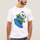 Panda als Snowboarder met Snowboard T-shirt (Voorkant)