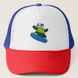 Panda als Snowboarder met Snowboard Trucker Pet