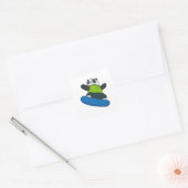 Panda als Snowboarder met Snowboard Vierkante Sticker (Envelop)