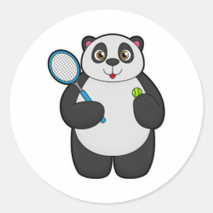 Panda als Tennis-speler met Tennis-racket Ronde Sticker