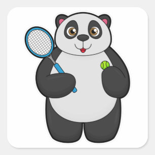 Panda als Tennis-speler met Tennis-racket Vierkante Sticker