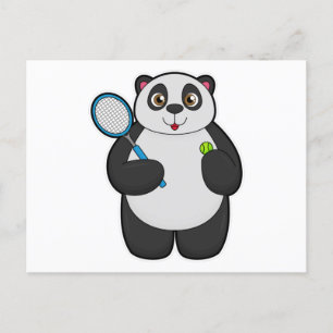Panda als tennisspeler met tennisracket briefkaart