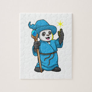 Panda als Tovenaar met Magische Wand Legpuzzel