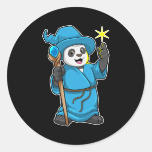 Panda als Tovenaar met Magische Wand Ronde Sticker