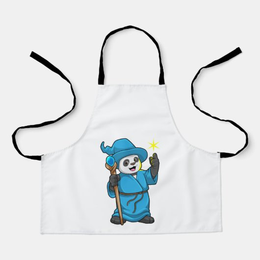 Panda als Tovenaar met Magische Wand Schort (Voorkant)