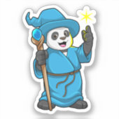 Panda als Tovenaar met Magische Wand Sticker (Voorkant)