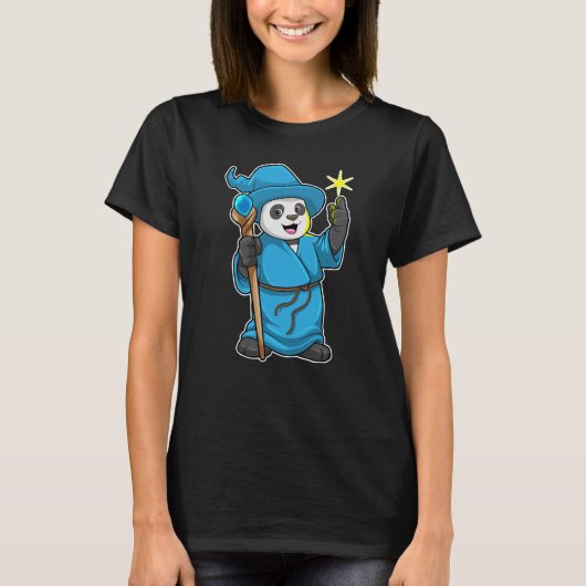 Panda als Tovenaar met Magische Wand T-shirt (Voorkant)