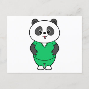 Panda als verpleegster met schort briefkaart