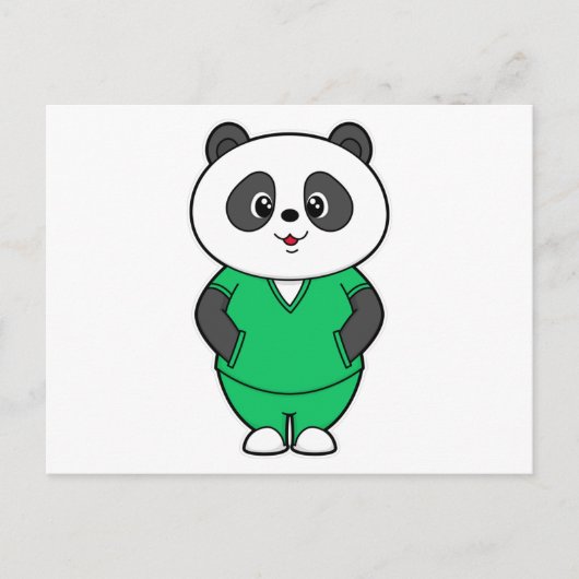 Panda als verpleegster met schort briefkaart (Voorkant)