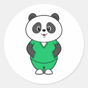 Panda als verpleegster met Smock Ronde Sticker