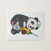 Panda als verpleegster met spuit legpuzzel (Horizontaal)