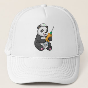 Panda als verpleegster met spuit trucker pet