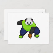 Panda als voetballer met voetbal briefkaart (Voorkant / Achterkant)