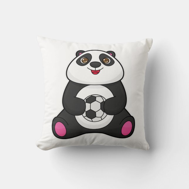 Panda als voetballer met Voetbal Kussen (Voorkant)