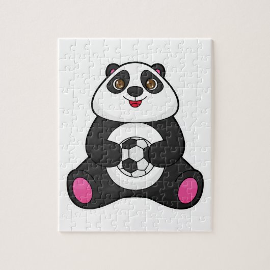 Panda als voetballer met Voetbal Legpuzzel (Verticaal)