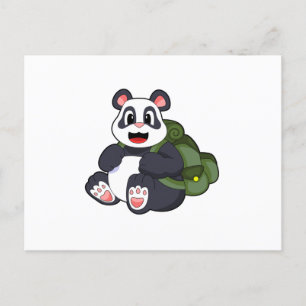 Panda als wandelaar met rugzak briefkaart