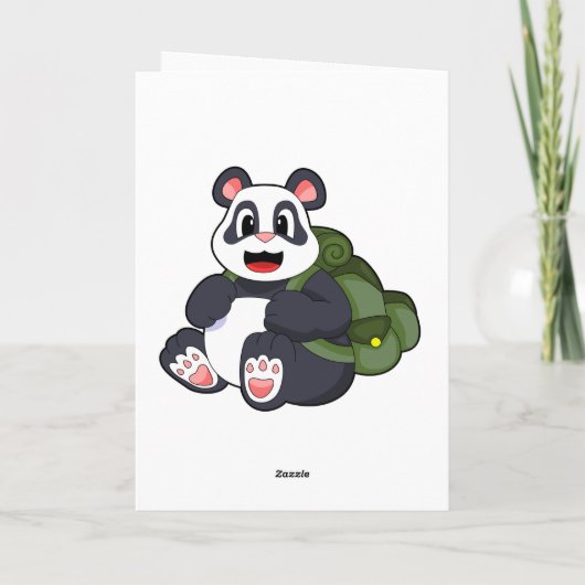 Panda als wandelaar met rugzak kaart (Achterkant)