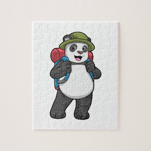 Panda als wandelaar met rugzak legpuzzel (Verticaal)