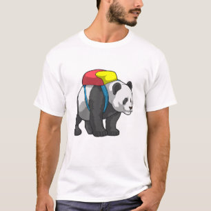 Panda als wandelaar met rugzak t-shirt