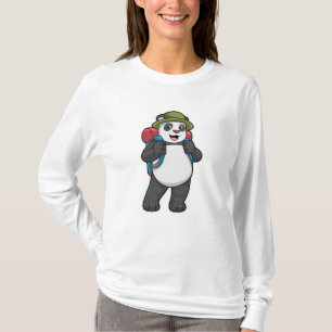 Panda als wandelaar met rugzak t-shirt