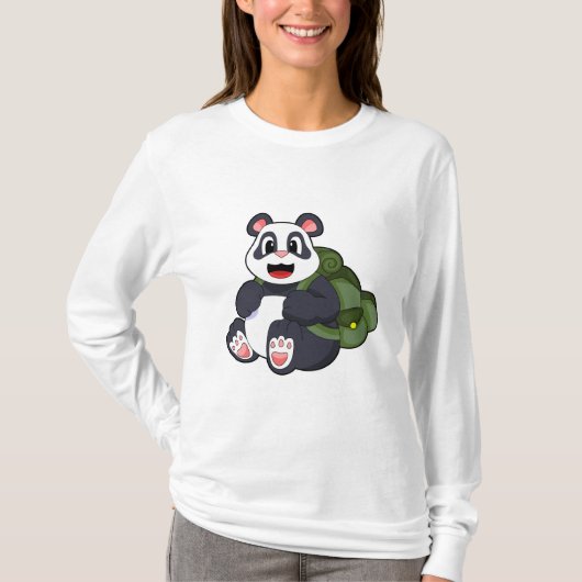 Panda als wandelaar met rugzak t-shirt (Voorkant)