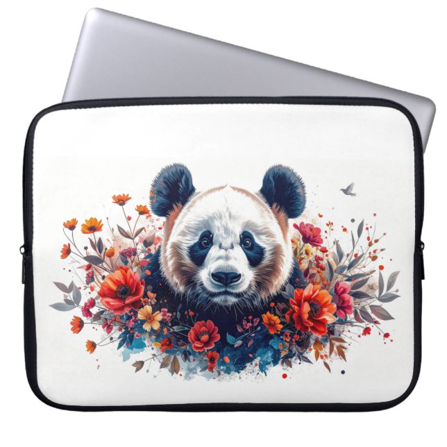 Panda Amongst Flowers Laptop Sleeve (Voorkant)