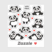 Panda Animal 8 Pack Collectie Sticker (Vel)