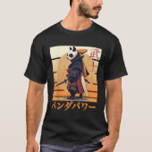 Panda Anime Samurai Ninja en Japans schrijven T-shirt (Voorkant)