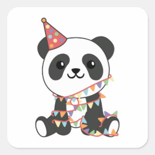 Panda Anniversaire Pour Enfants Un Sticker Carré A