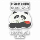 Panda anti racisme citaat sticker (Voorkant)