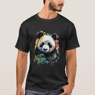Panda Aquarel Olie Schilderij Kleurrijk T-shirt