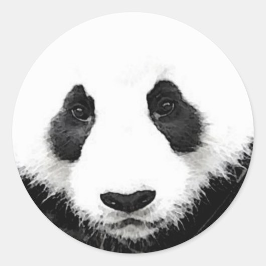 Panda Artwork Ronde Sticker Zwart & Wit Pop Art (Voorkant)