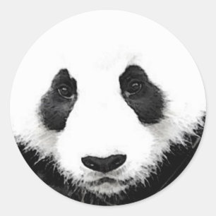 Panda Artwork Ronde Sticker Zwart & Wit Pop Art