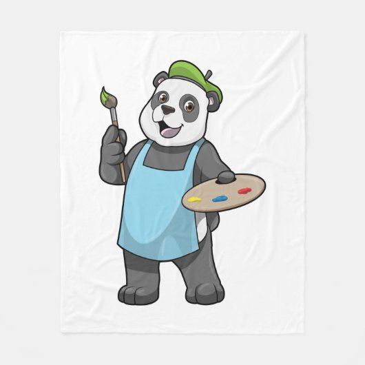 Panda as Painter with Brush & Colour Fleece Deken (Voorkant)