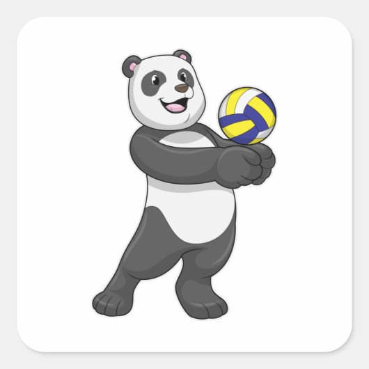 Panda as Volleyball player with Volleyball Vierkante Sticker (Voorkant)