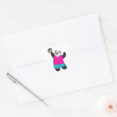 Panda as Volleyball player with Volleyball Vierkante Sticker (Envelop)