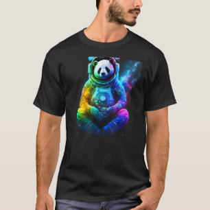 Panda Astronaut in de ruimte Cosmic Kleurrijke Gra T-shirt
