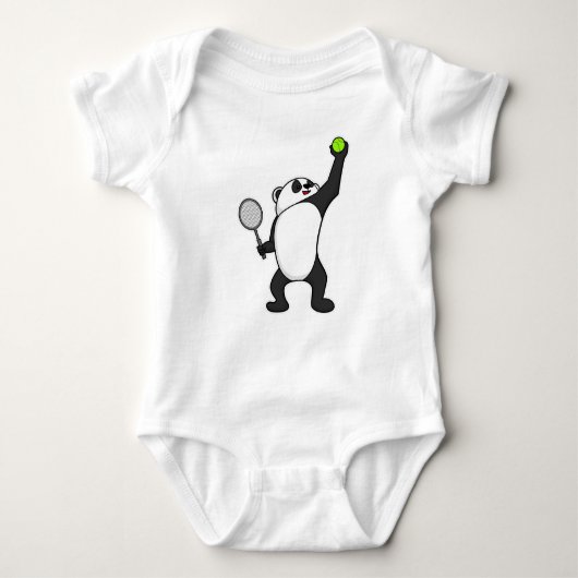 Panda at Tennis with Tennis racket Romper (Voorkant)